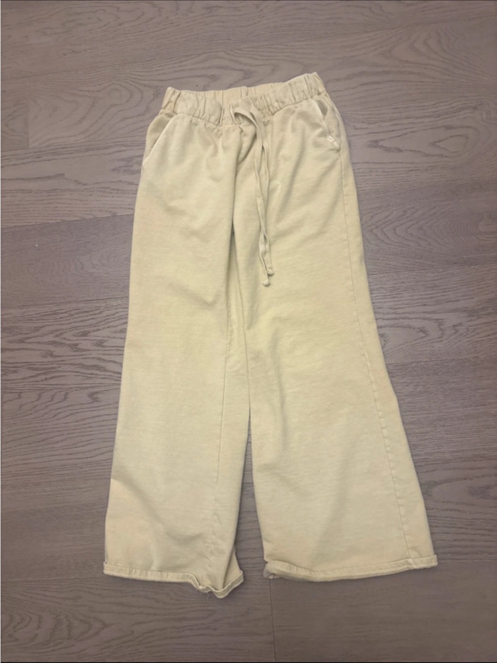 Urban Outfitters Pale Yellow Wide-Leg Drawstring Joggers